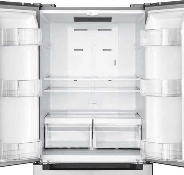 koolmore km rerfdss 18c 30 inch and 18.5 cu. ft. counter depth french refrigerator with three doors and deep freezer in stainless steel. silver