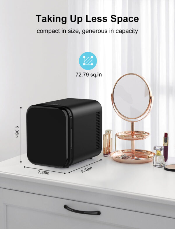 crownful mini fridge, 4 liter/6 cans portable skincare fridge black